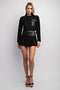 BLACK MINI BELTED SKIRT